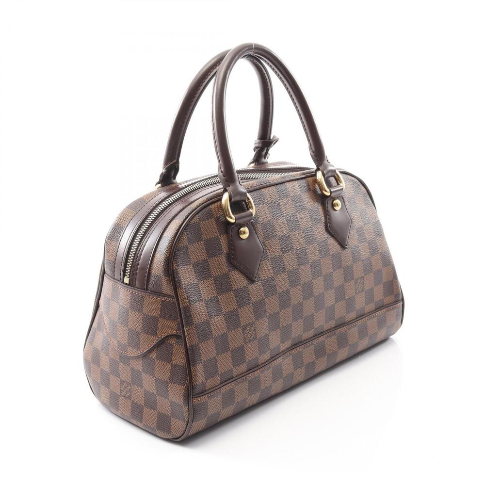 Louis Vuitton Canvas Leather Damier Handbag Duomo Brown